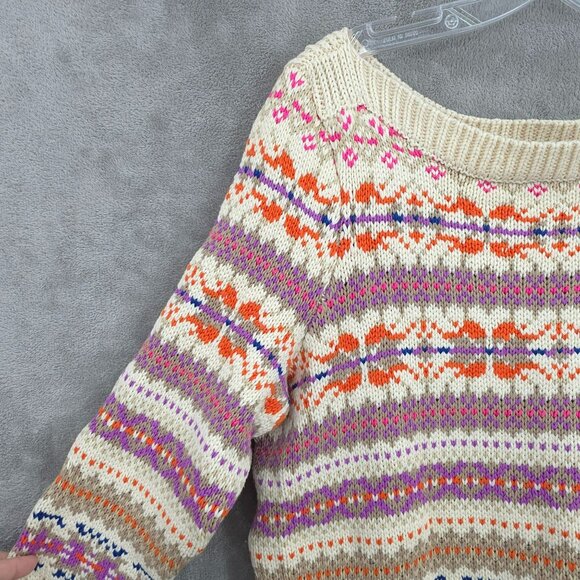Ralph Lauren LRL Fair Isle Knit Tunic Sweater 1X Boat Neck Cream Colorful New - Picture 3 of 12